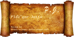 Pláger Jetta névjegykártya